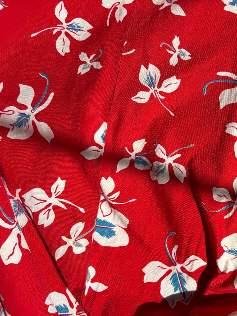 1950s-60s Hawaiian Cotton Skirt with Smocked Waist & Side Seam Pocket - Picture 13 of 15
